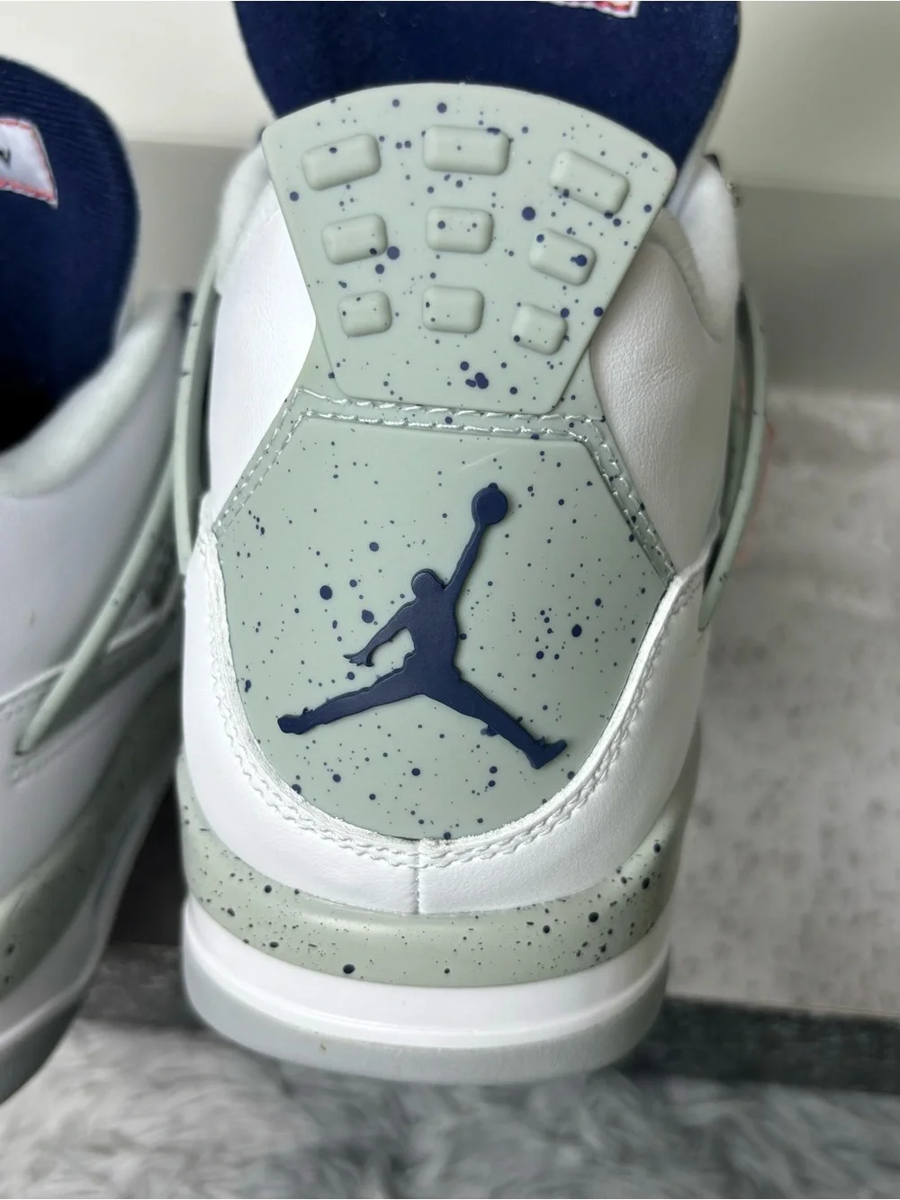 Air Jordan White and Navy Basketball Sneakers